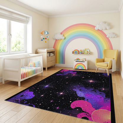Purple Pink Nebula Starry Cosmic Rug