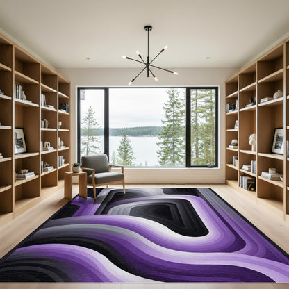 Purple Gradient Layered Abstract Waves Rug
