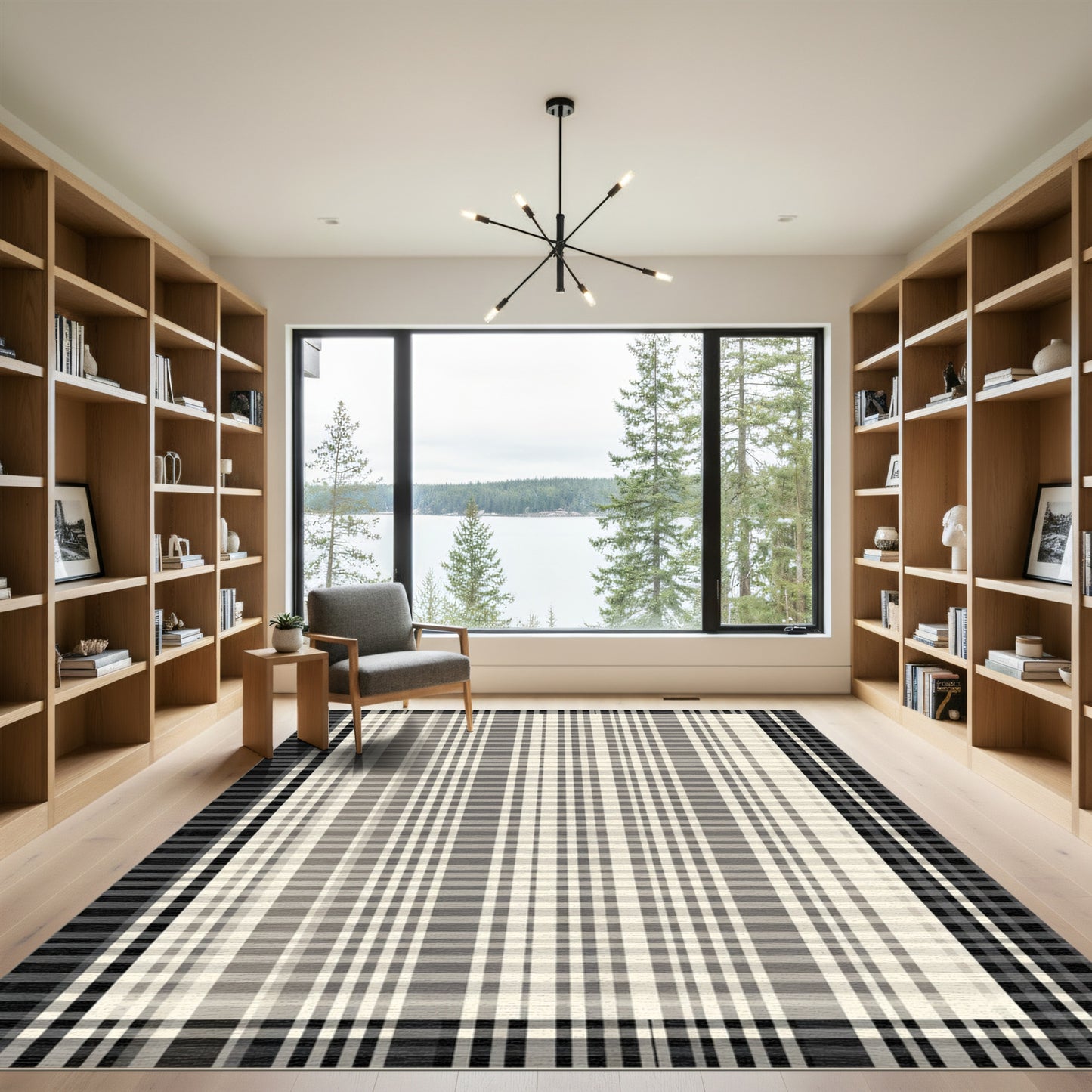 Neutral Tones Plaid Checkered Rug