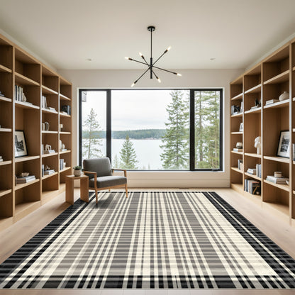 Neutral Tones Plaid Checkered Rug