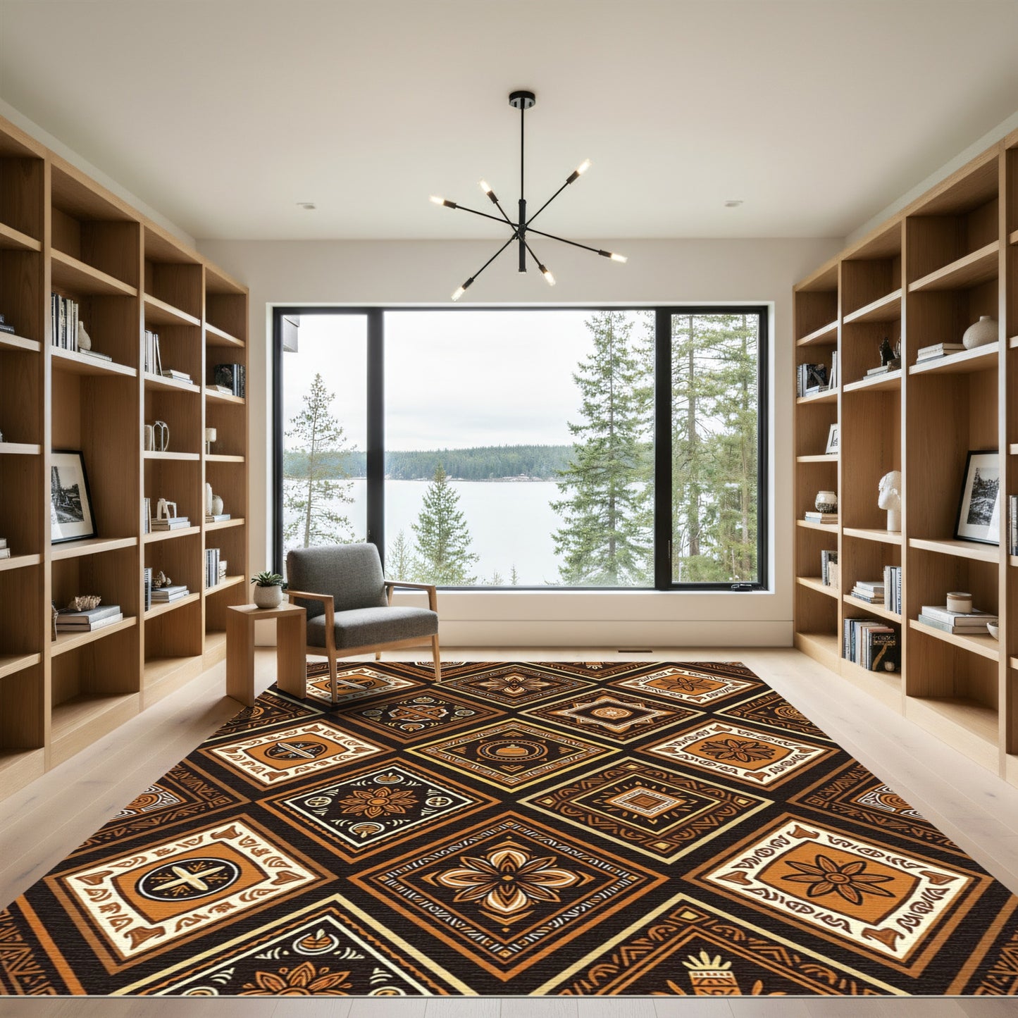 Earthy Diamond Tribal Floral Cluster Rug