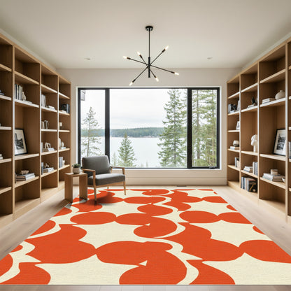 Bold Orange Cream Organic Shapes Rug