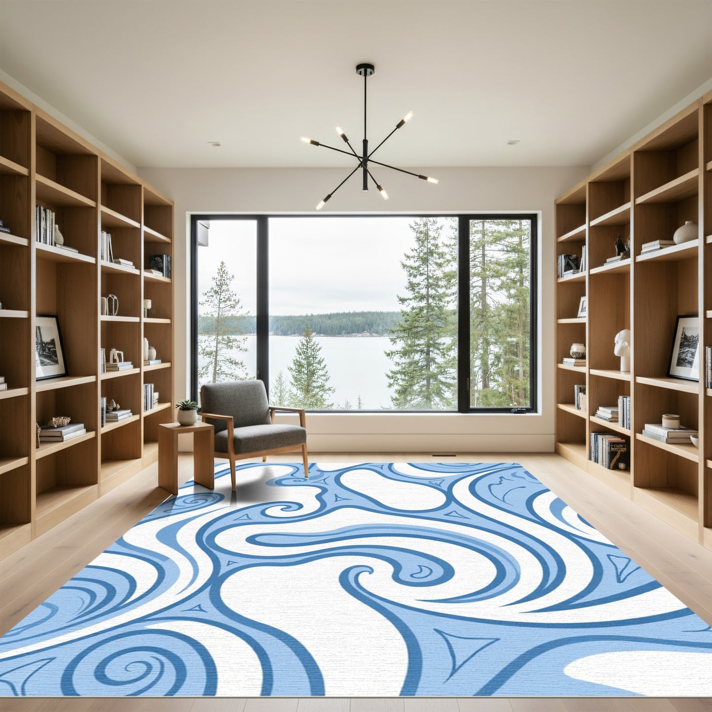 Aqua Swirl Fluid Abstract Rug
