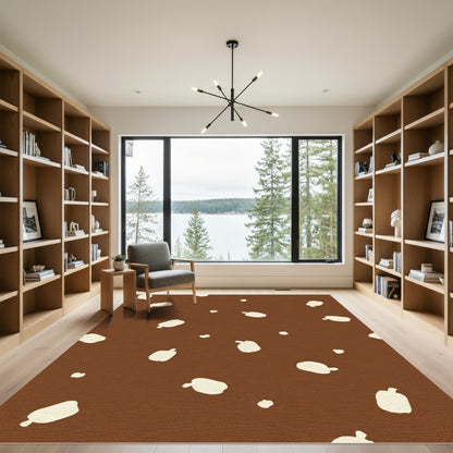 Earthy Brown Speckled Organic Shapes Rug