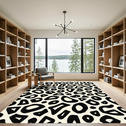 Abstract Black Organic Shapes Rug