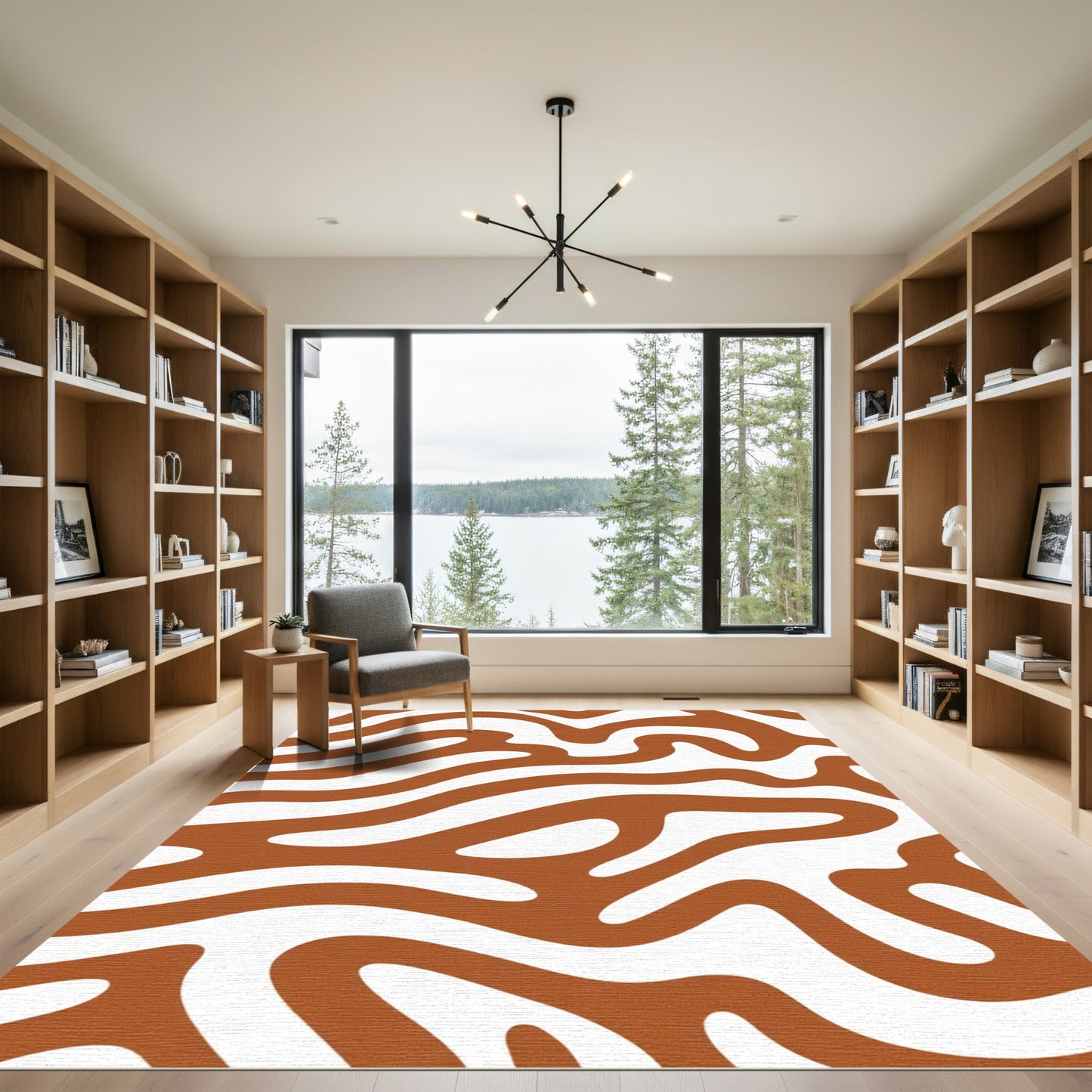 Terracotta White Organic Stripe Rug