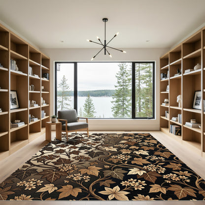 Brown Ivy Vine Floral Botanical Rug