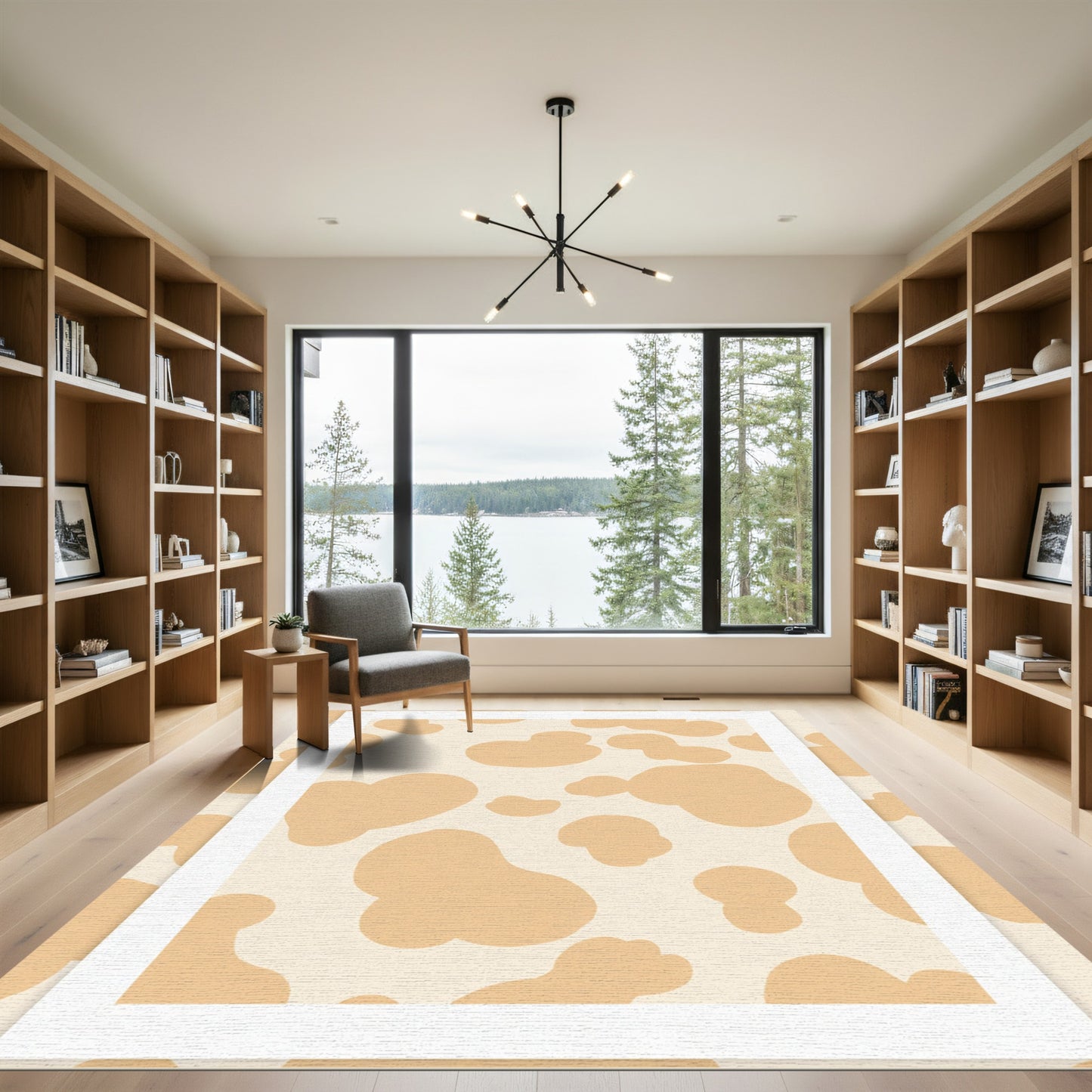 Peach And Cream Abstract Spots Rug