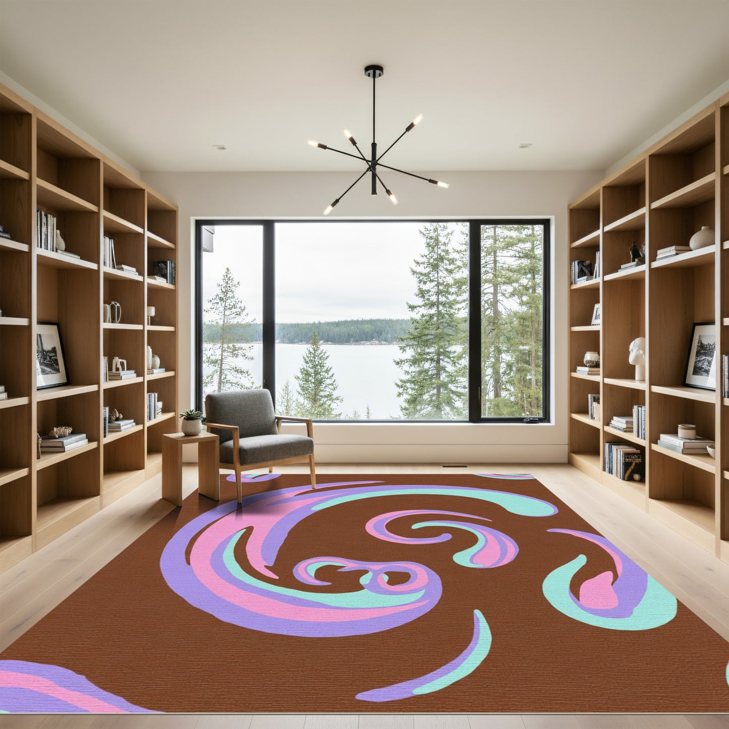 Retro Lilac Pink Aqua Swirl Rug
