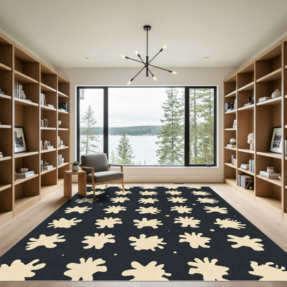 Cream Blob Scatter Dark Neutral Rug