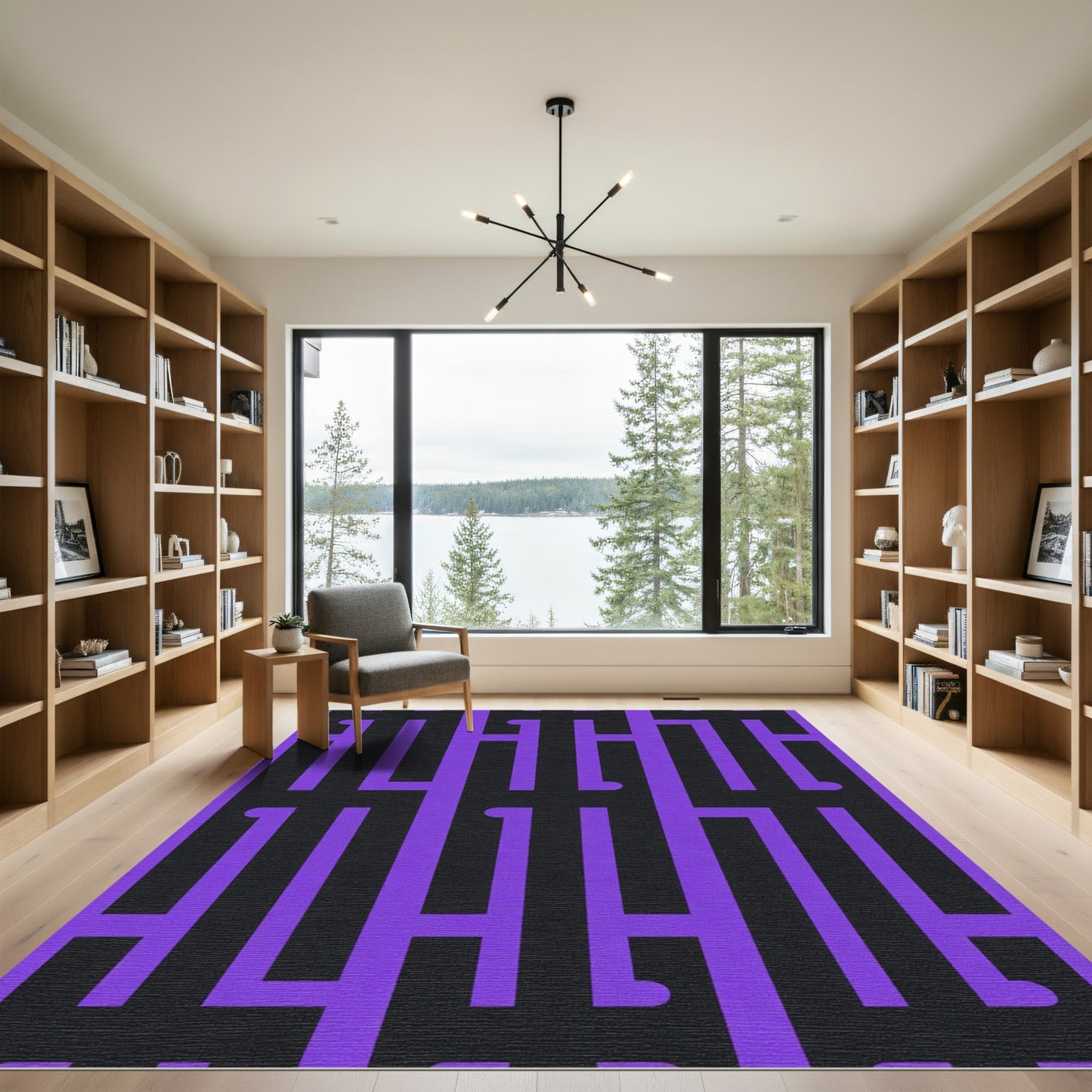 Vivid Purple Geometric Maze Rug