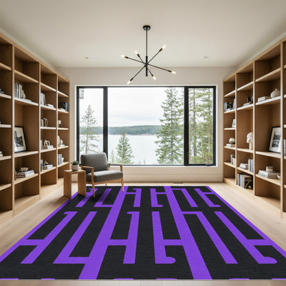 Vivid Purple Geometric Maze Rug