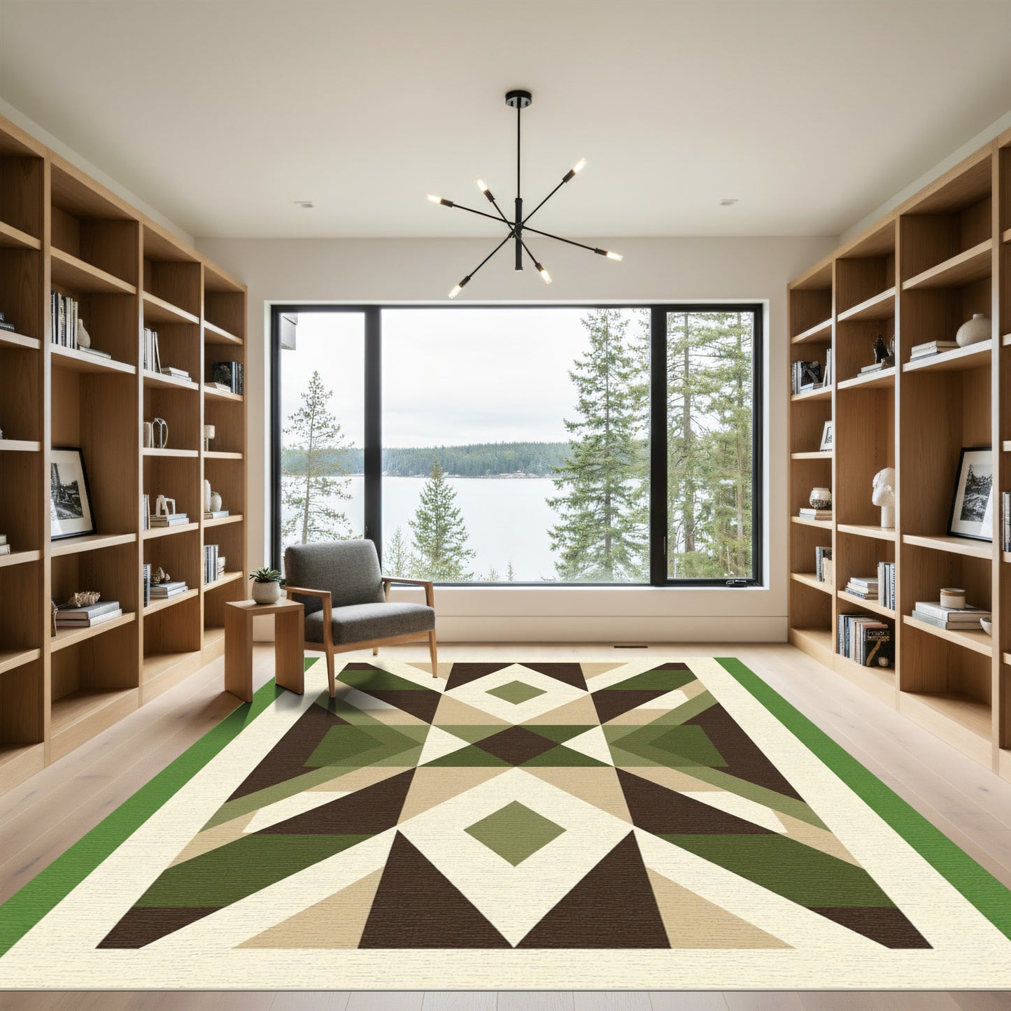 Geometric Earth Tone Diamond Shapes Rug