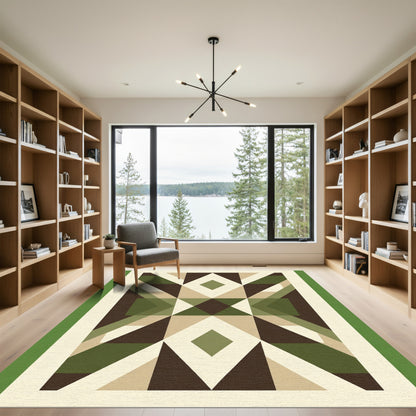 Geometric Earth Tone Diamond Shapes Rug