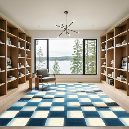 Misty Lake Checkerboard Landscape Rug