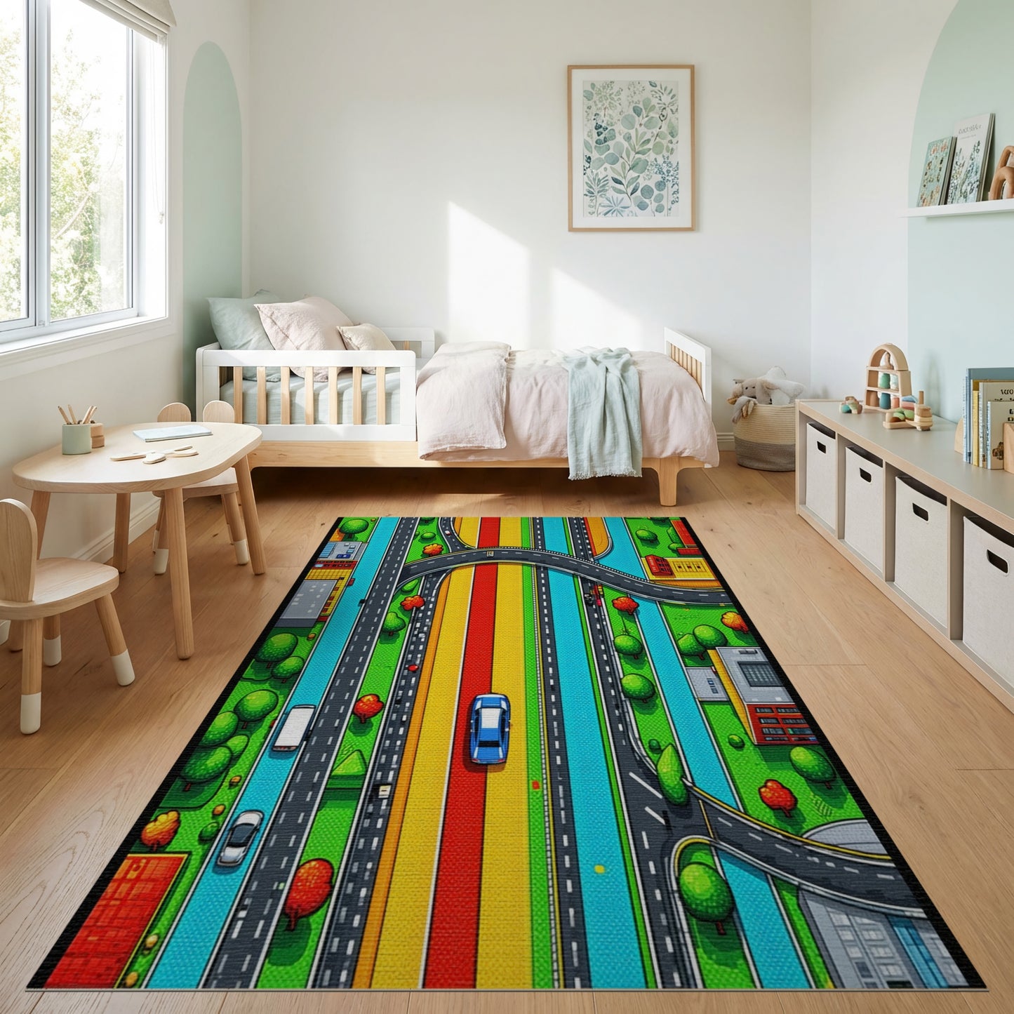 Vibrant Highway Interchange Cityscape Rug