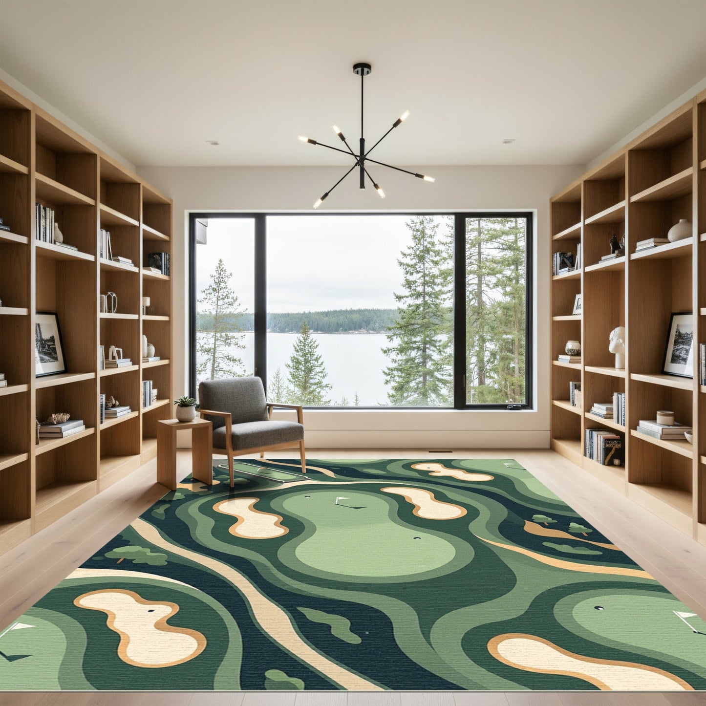 Modern Sage Golf Course Landscape Rug