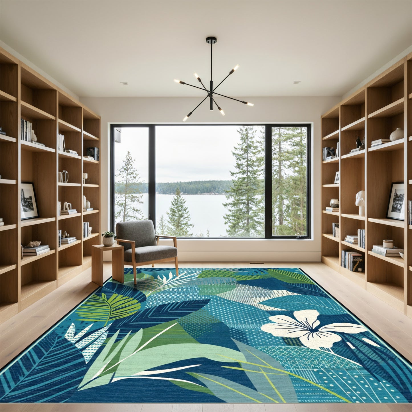 Tropical Collage Leaf Flower Rug