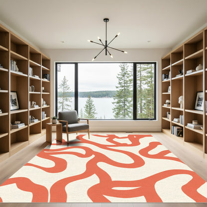 Coral Flowing Abstract Curvy Rug