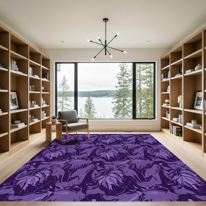 Deep Purple Abstract Floral Harmony Rug