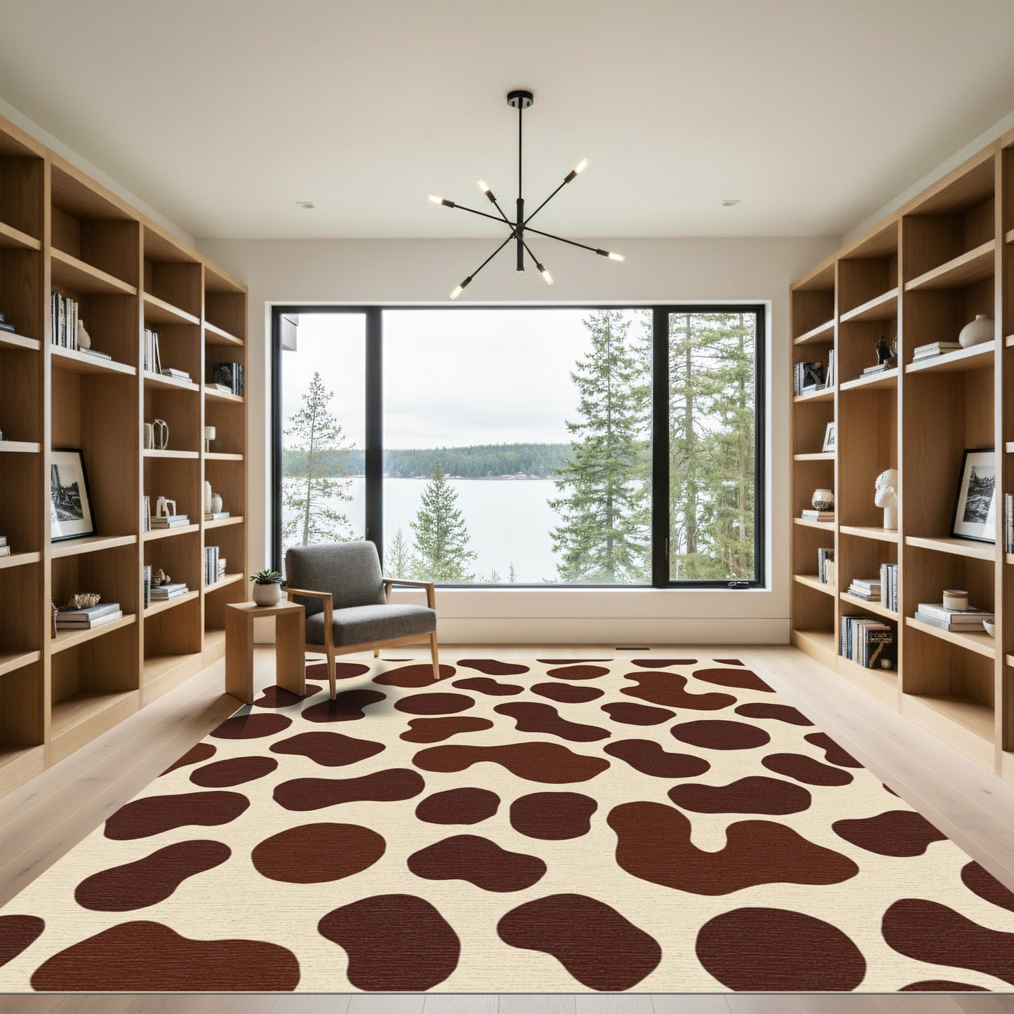 Cream Brown Amorphous Spots Rug