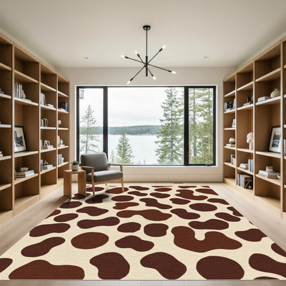 Cream Brown Amorphous Spots Rug
