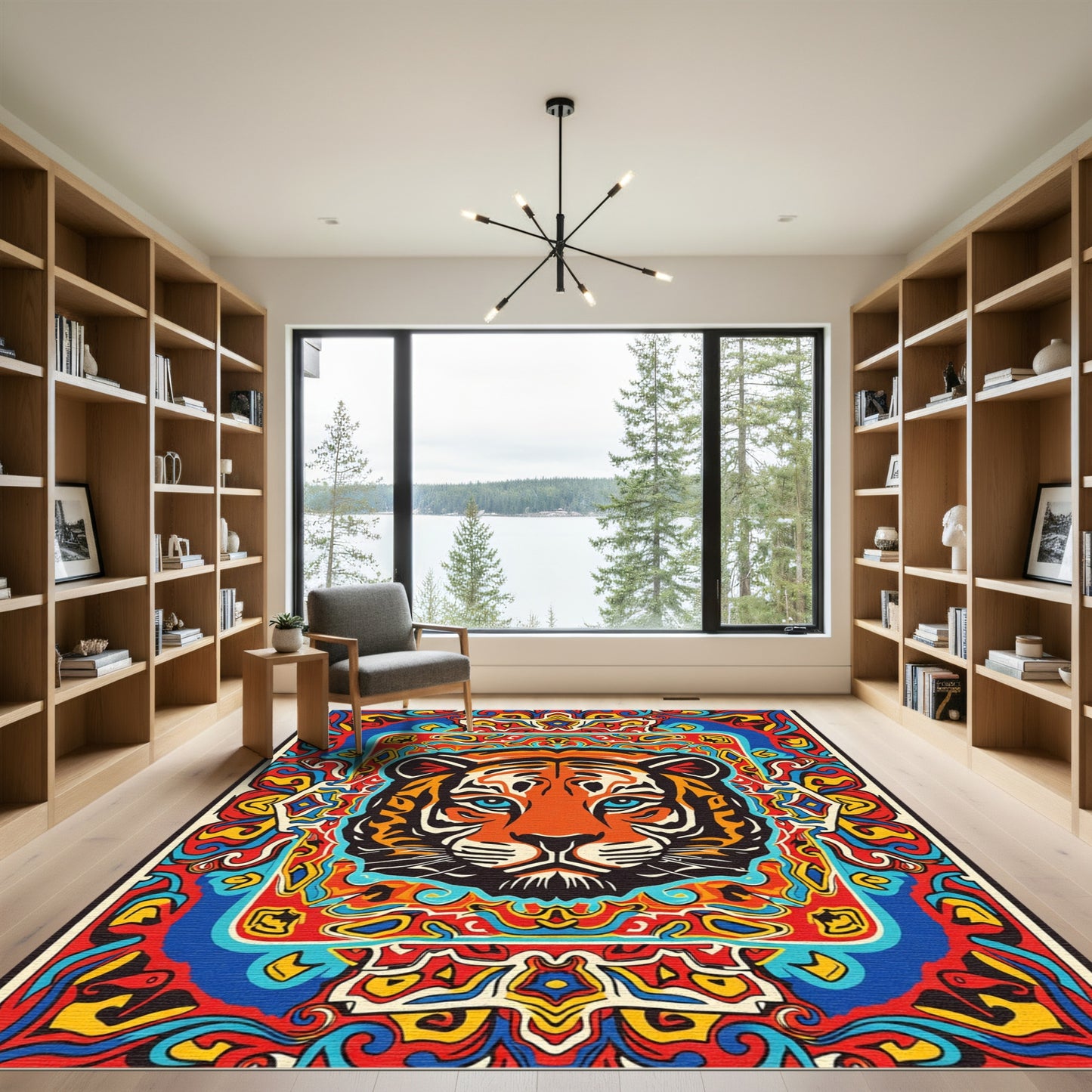 Psychedelic Tiger Blue Eye Art Rug