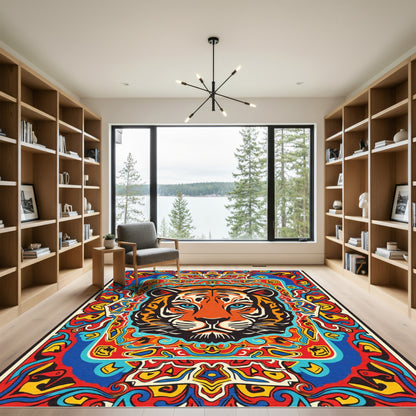 Psychedelic Tiger Blue Eye Art Rug