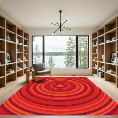 Crimson concentric circles gradient Rug