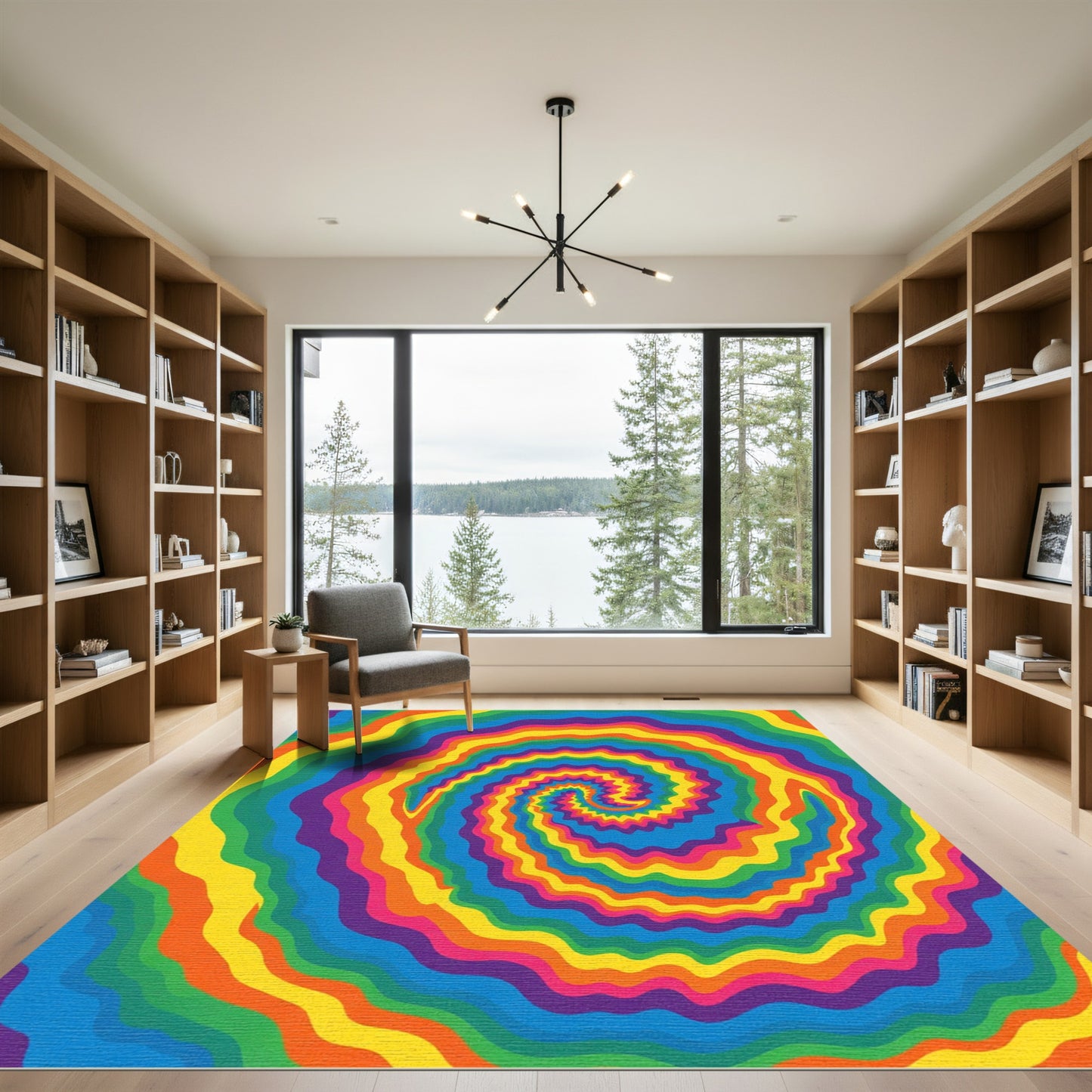 Retro Rainbow Swirl Psychedelic Rug