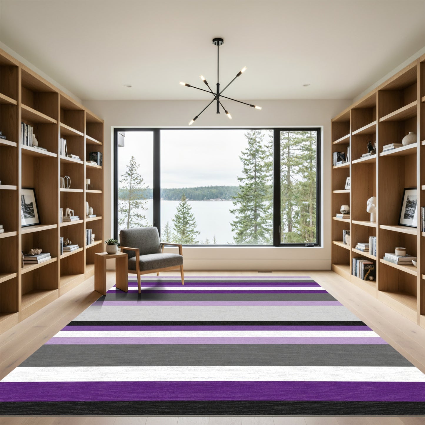 Modern Purple Gray Stripe Variation Rug