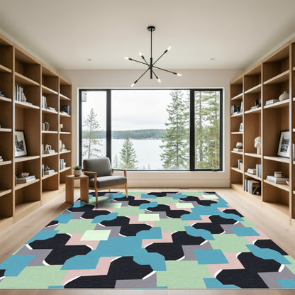 Geometric Pastel Shapes Abstract Composition Rug
