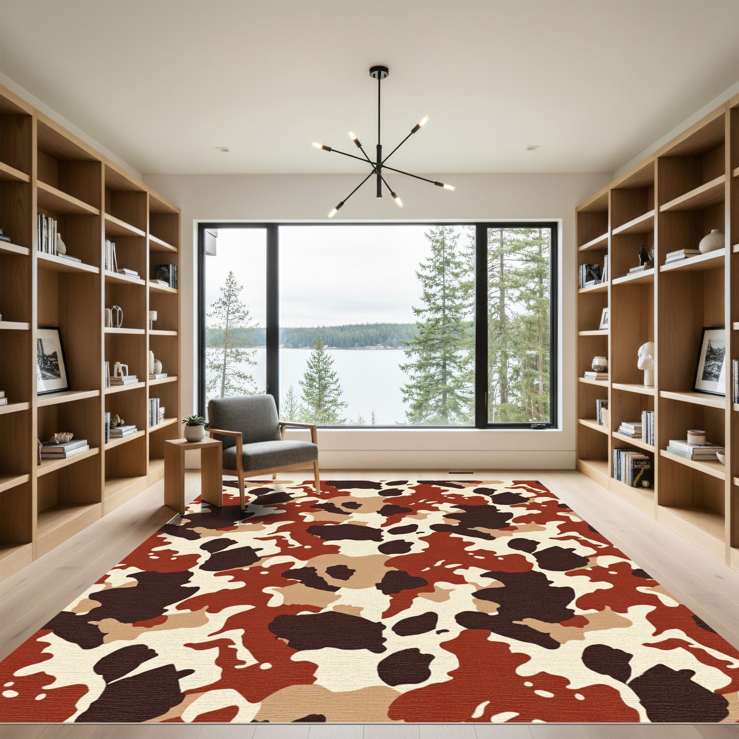 Rustic Earth Red Camouflage Blend Rug