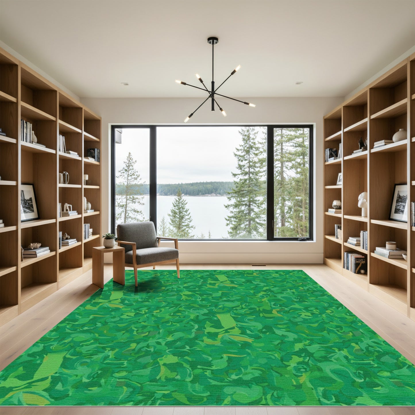 Verdant Swirls Abstract Foliage Rug