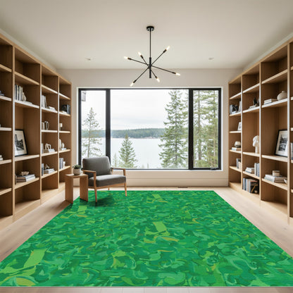 Verdant Swirls Abstract Foliage Rug