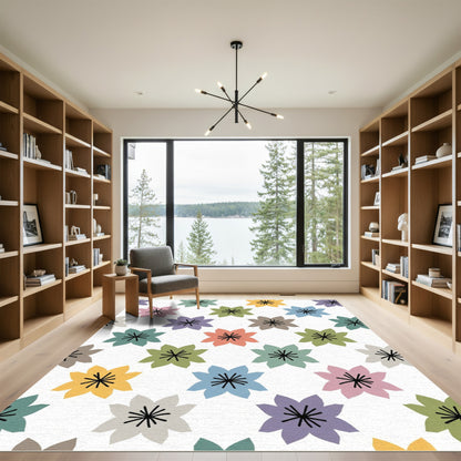 Pastel Flower Blossom Geometric Repeat Rug