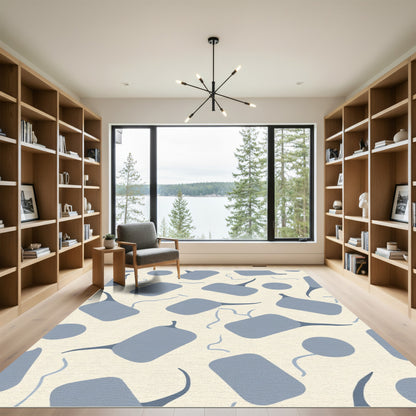 Soft Blue Abstract Whimsical Shapes Rug