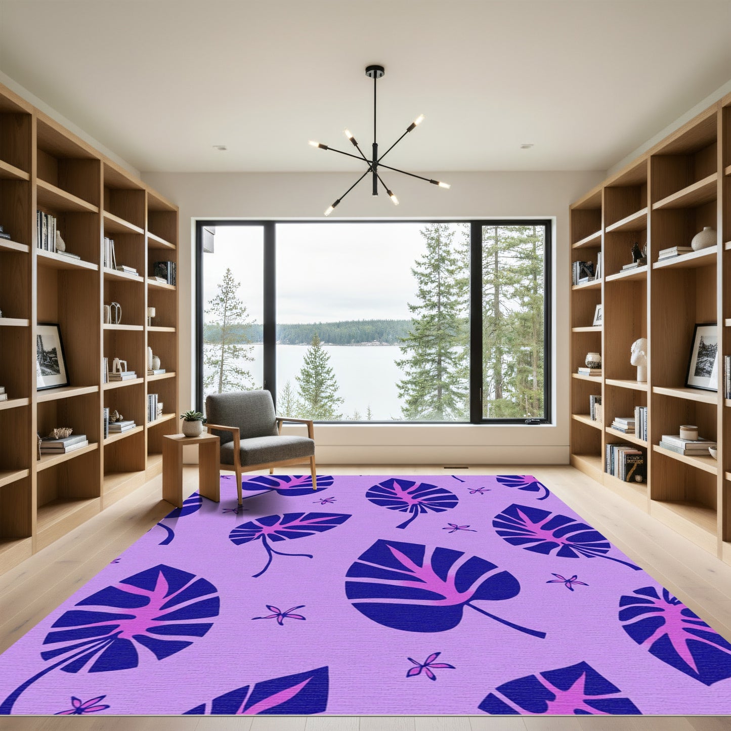 Lush Violet Banana Leaf Blooms Rug
