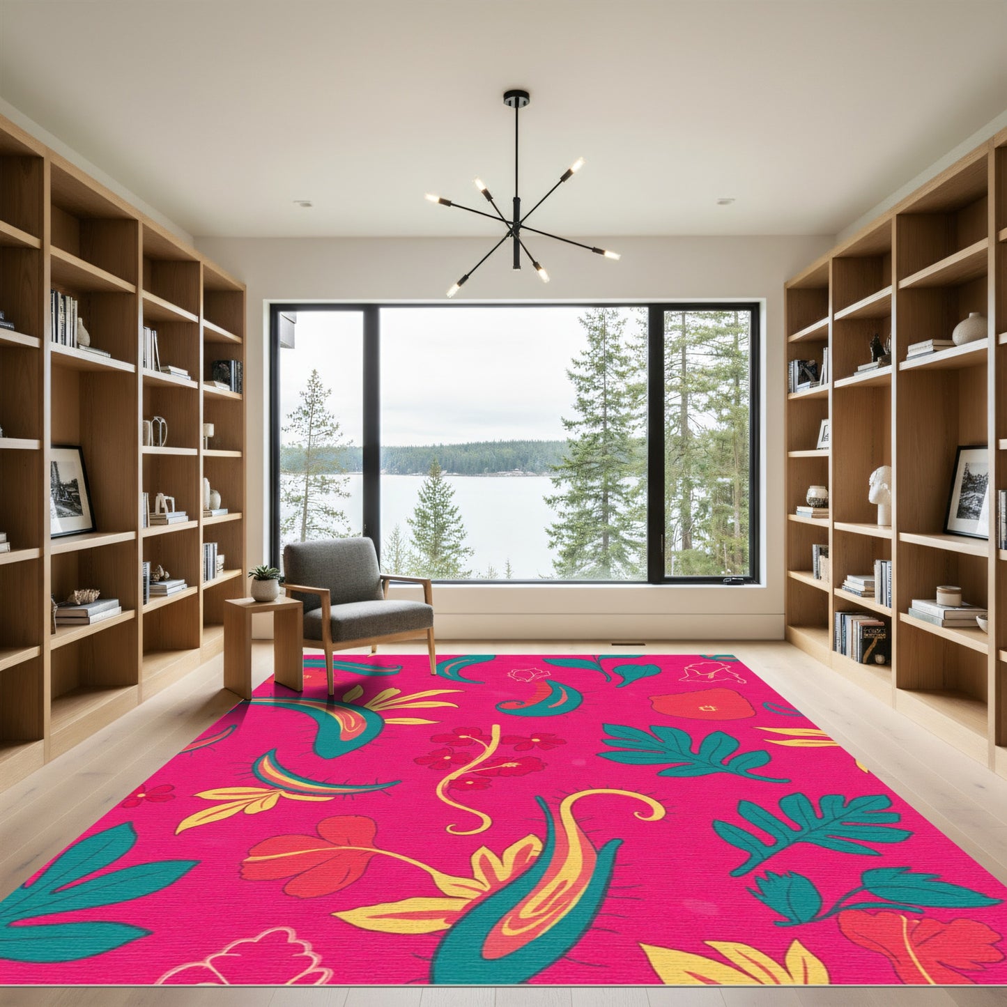 Vibrant Pink Floral Paisley Medallion Rug