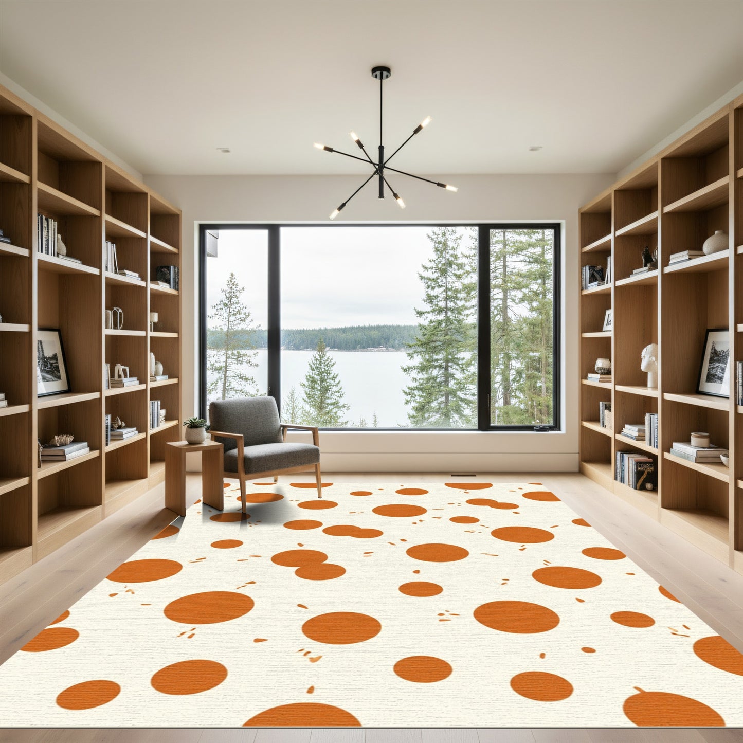 Cream Orange Polka Dot Scatter Rug