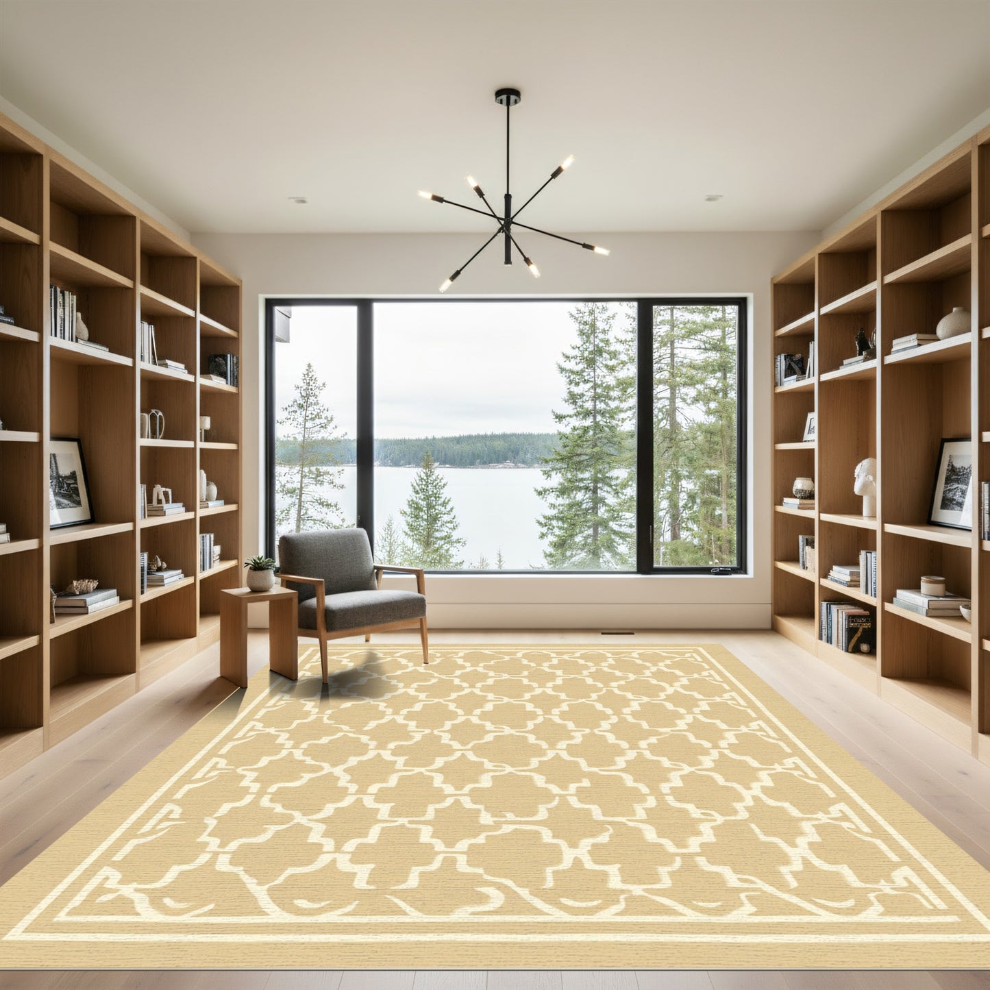 Beige Trellis Medallion Lattice Rug