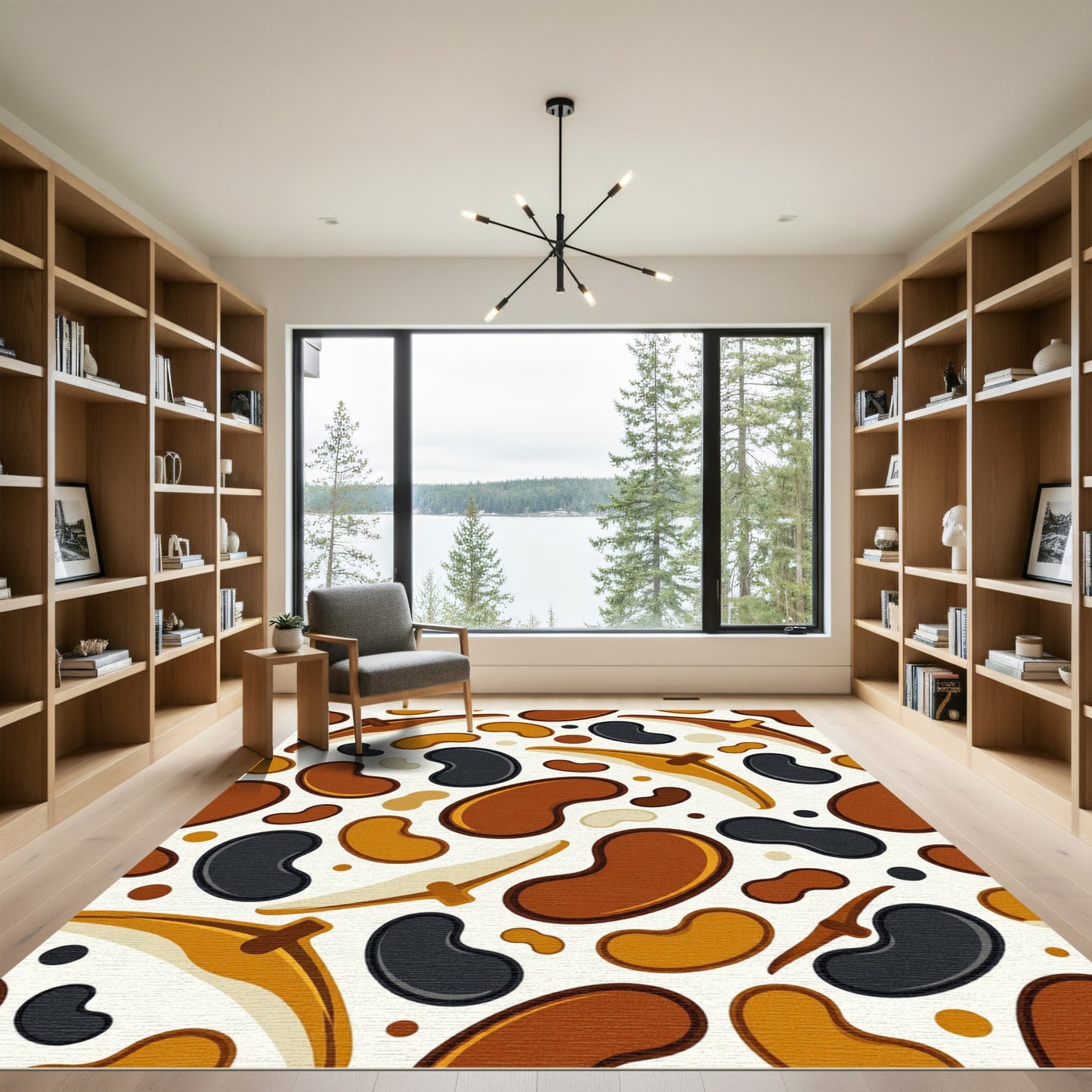 Earthy Bean and Boomerang Organic Abstract Rug