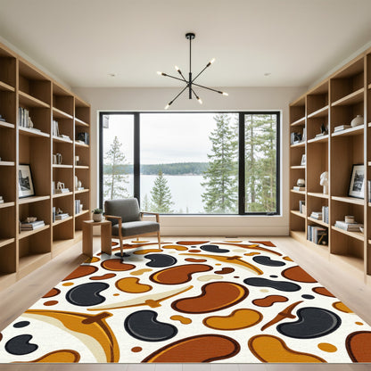 Earthy Bean and Boomerang Organic Abstract Rug