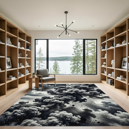 Dramatic Gray Explosion Cloud Collage Rug