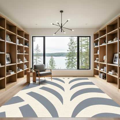 Modern Gray Curved Stripe Rug
