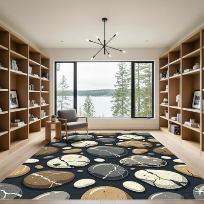 Organic Smooth River Stone Pebble Mosaic Rug