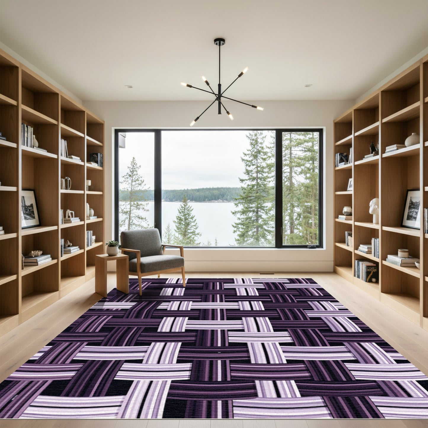 Plum and Lavender Woven Grid Rug