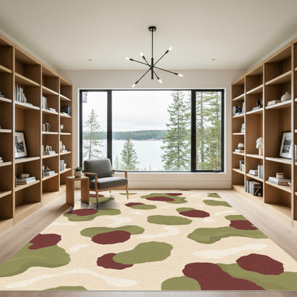 Olive Green Camouflage Blob Rug