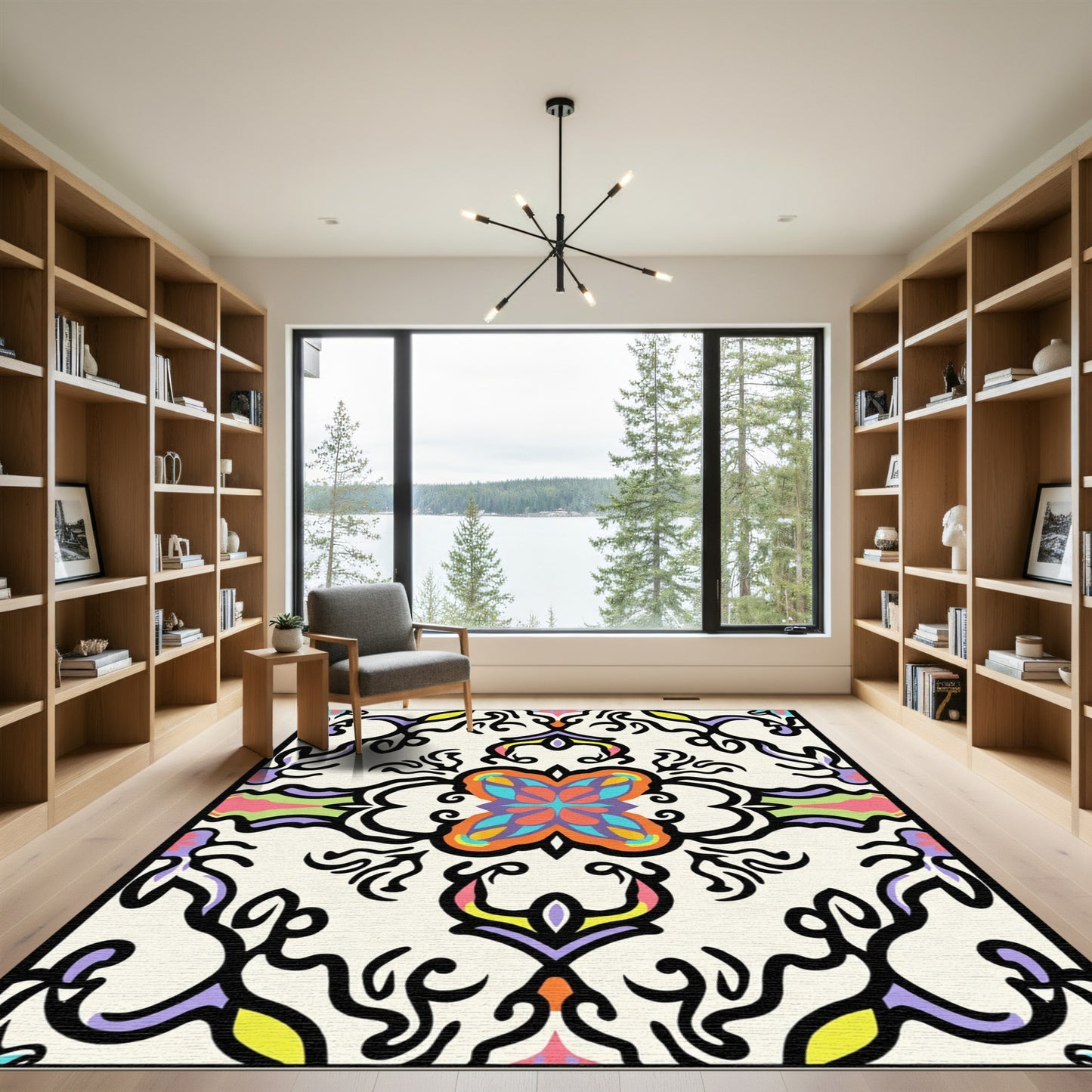 Vibrant Colorful Floral Medallion Rug