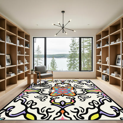 Vibrant Colorful Floral Medallion Rug